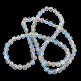 Premium Plated Glass Beads 7.5x8.5 MM (1 String, 100+ Beads) Hole:1 MM Round Transparent Rainbow For Jewellery Making DIY Arts Crafts